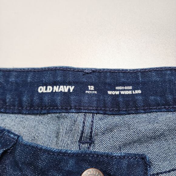 Old Navy Womens High Waisted Wow Wide Leg Jeans Size 12 Petite River Dark Wash - Picture 7 of 13